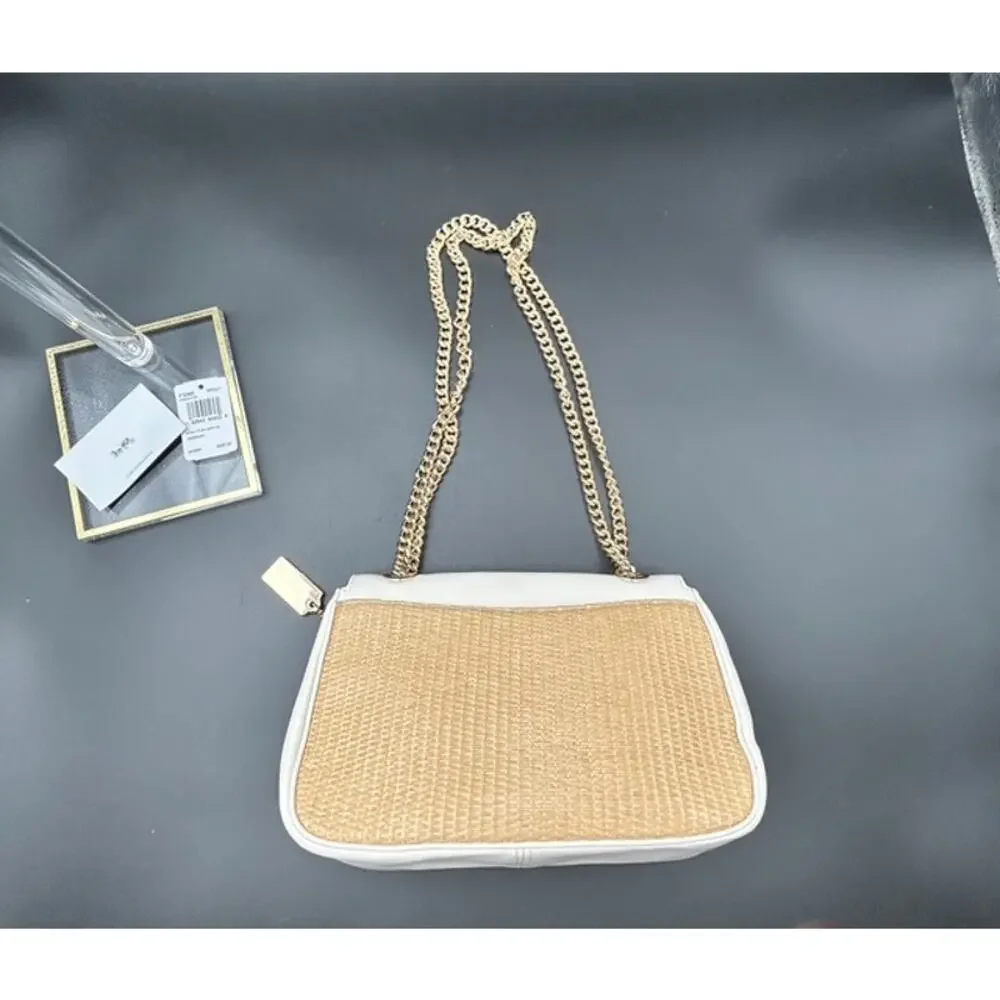 COACH Cassidy Straw Leather Chain Bag Turnlock Purse Coastal Chic OBX Show - COA - Picture 9 of 10
